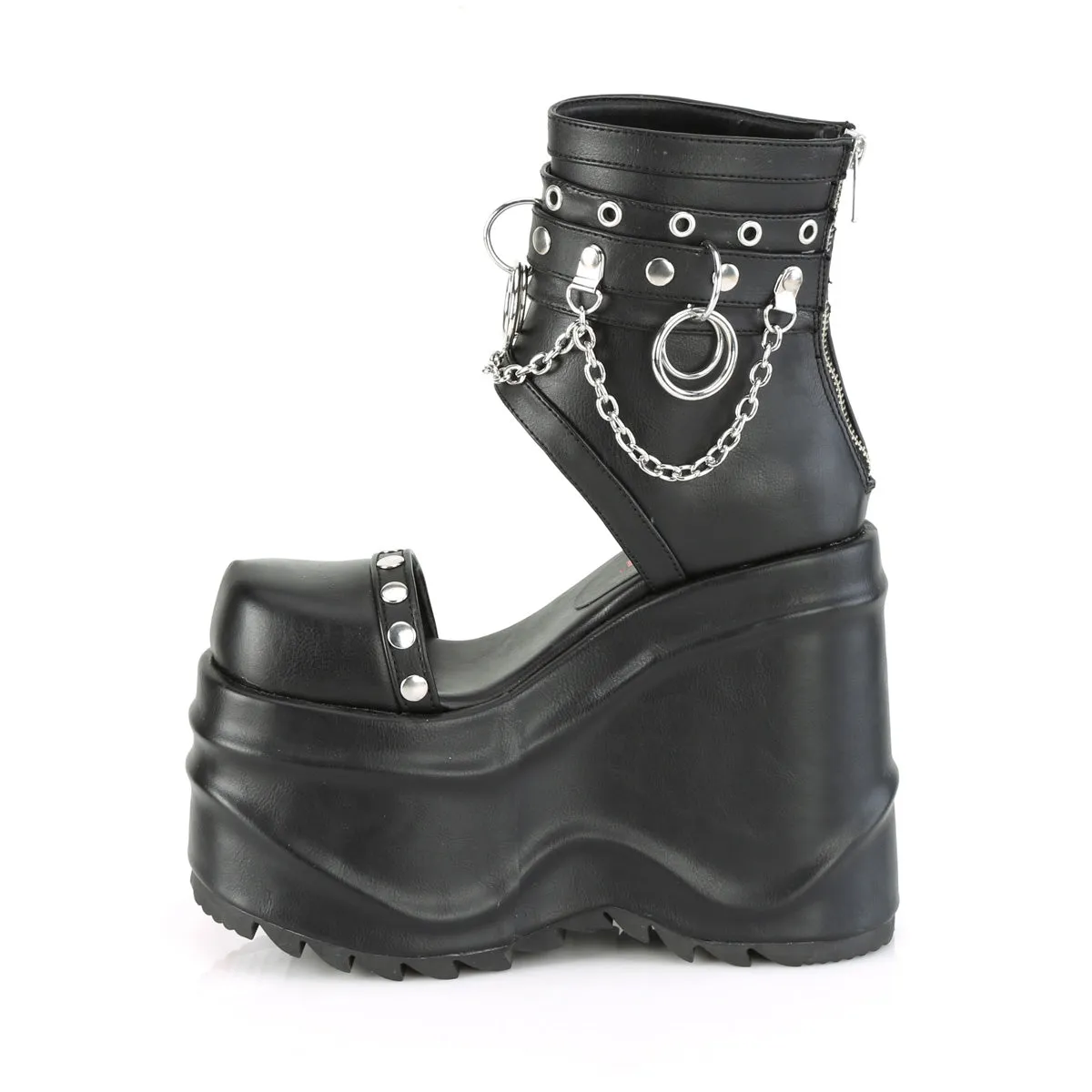 6 Inch Wedge Platform WAVE-22 Black Pu